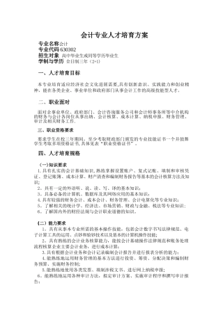 会计专业人才培养方案