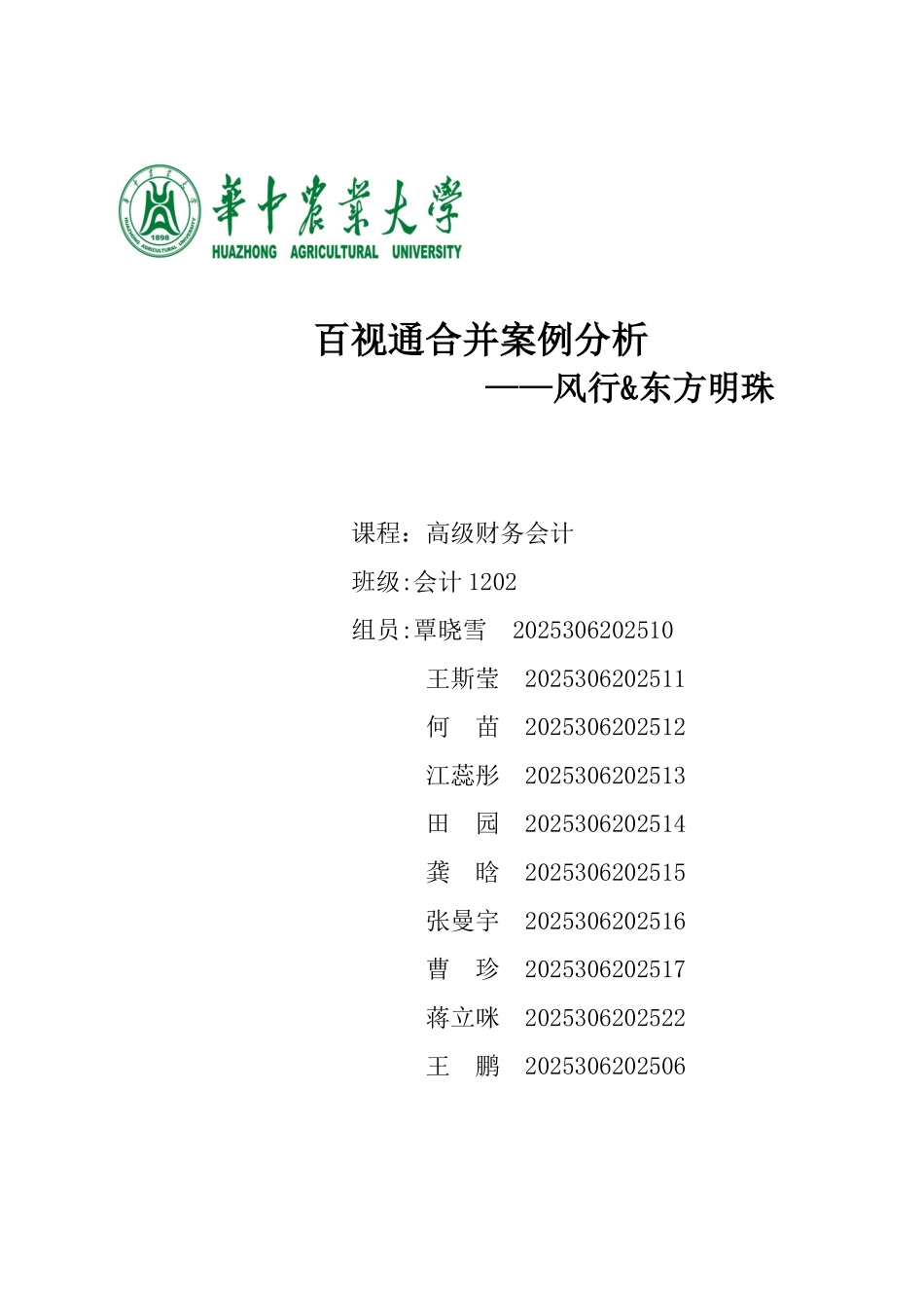 会计专业高级财务分析合并案例分析_第1页