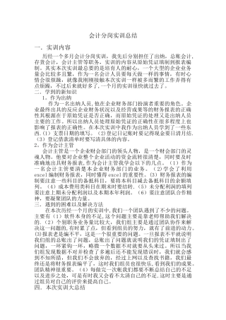 会计分岗实训总结