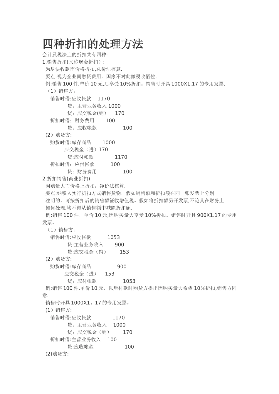 会计四种折扣处理方法_第1页