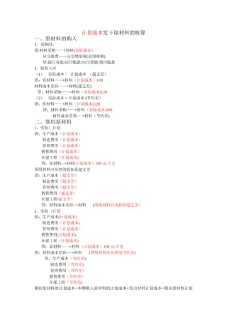 会计学计划成本法下原材料的核算