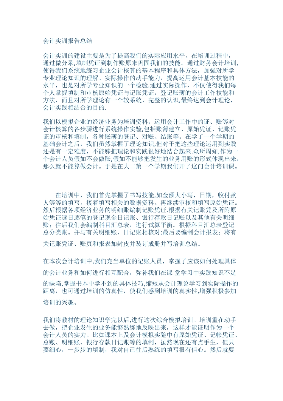 会计实训报告总结_第1页