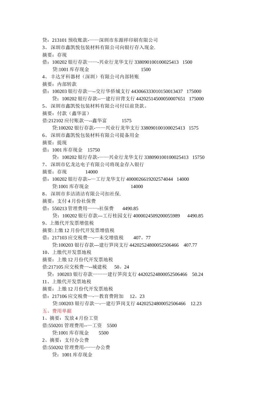 会计常用摘要及分录_第3页