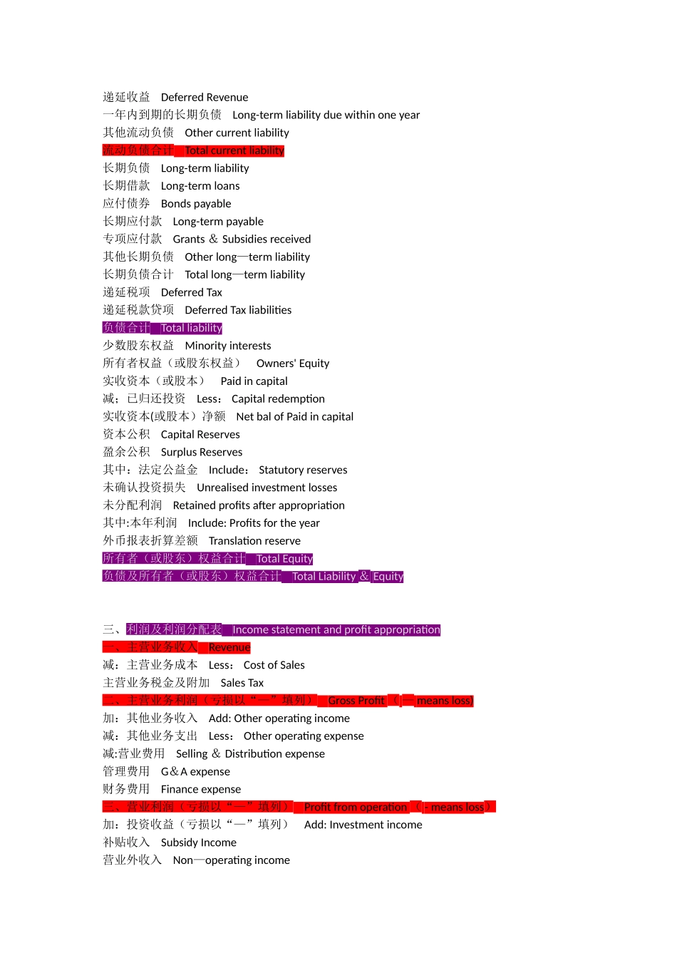 会计报表科目中英文对照56226_第3页