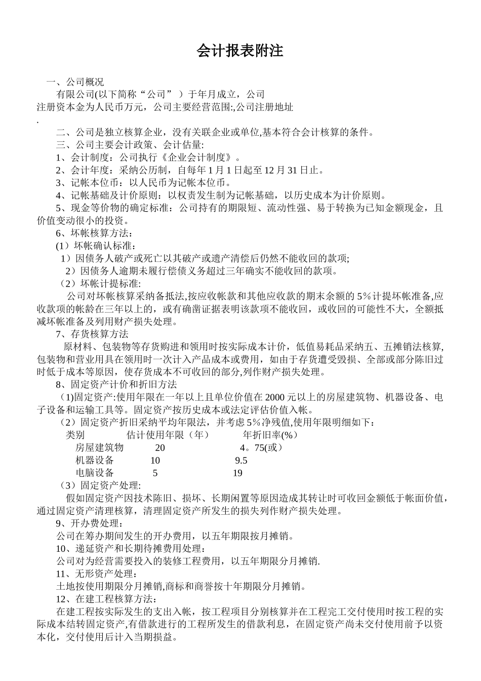 会计报表附注及财务情况说明书_第1页