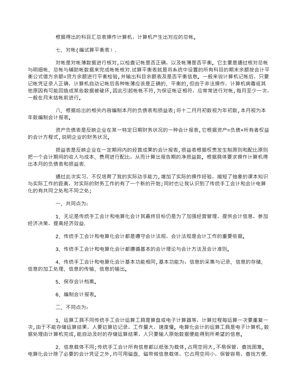 会计电算化实习报告范文3000字_第2页