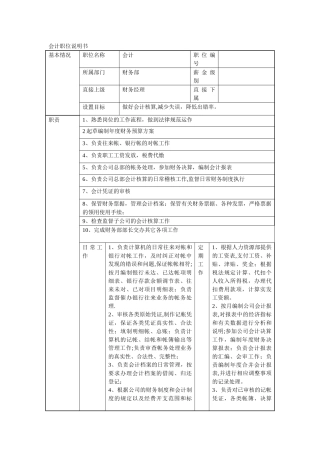 会计职位说明书