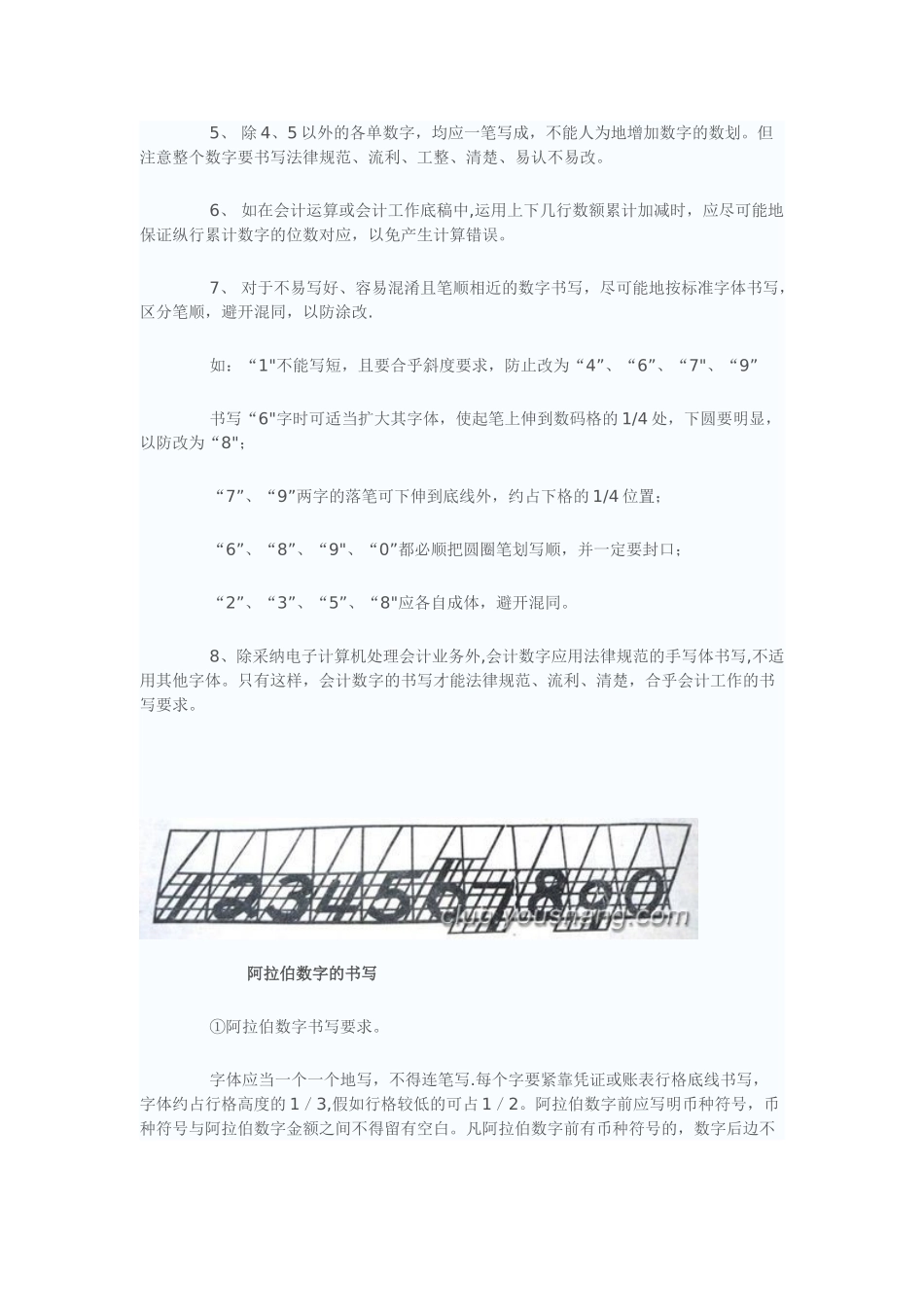 会计阿拉伯数字写法字帖_第2页