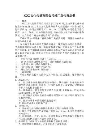 传媒公司前期宣传推广方案书