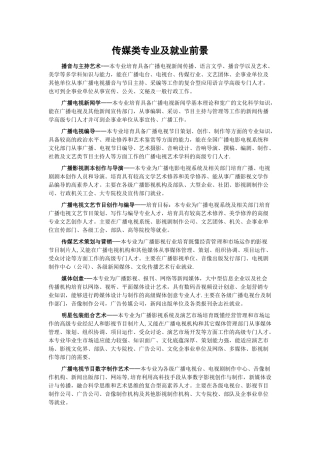传媒类专业及就业前景
