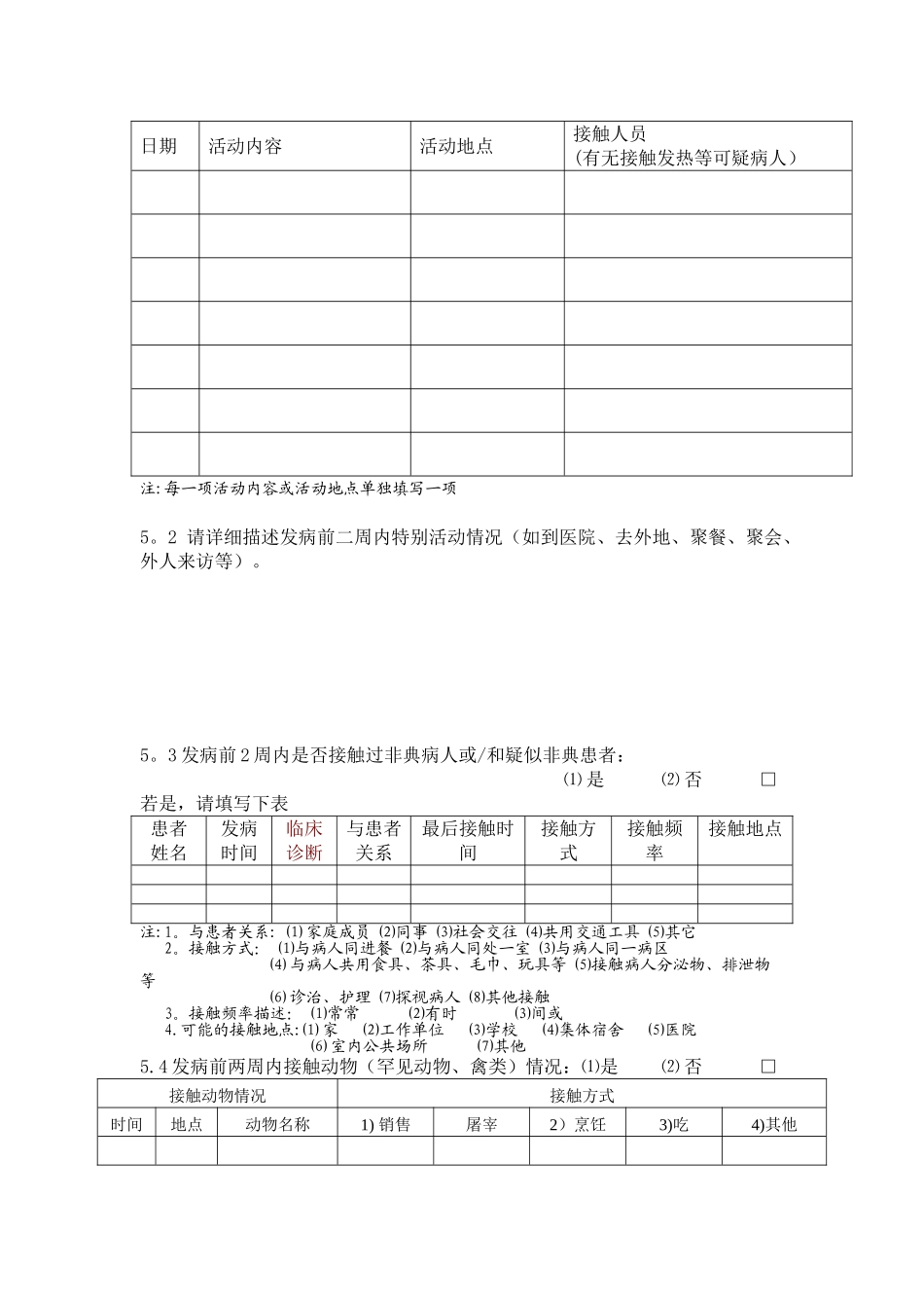传染性非典型肺炎病例个案调查表_第3页
