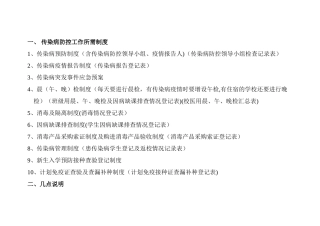 传染病防控所需制度及表格