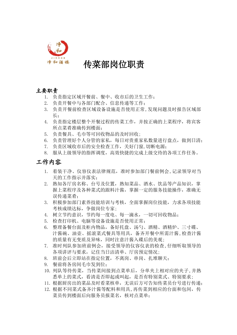 传菜员岗位职责_第1页