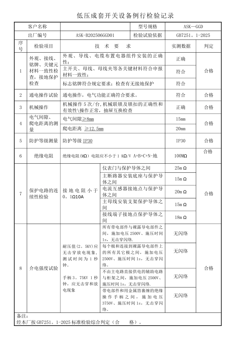 低压柜例行性检验记录表---_第1页