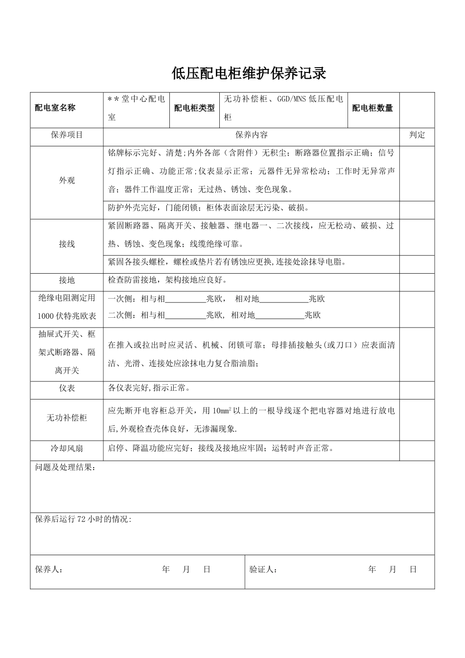低压配电柜维护保养记录_第1页