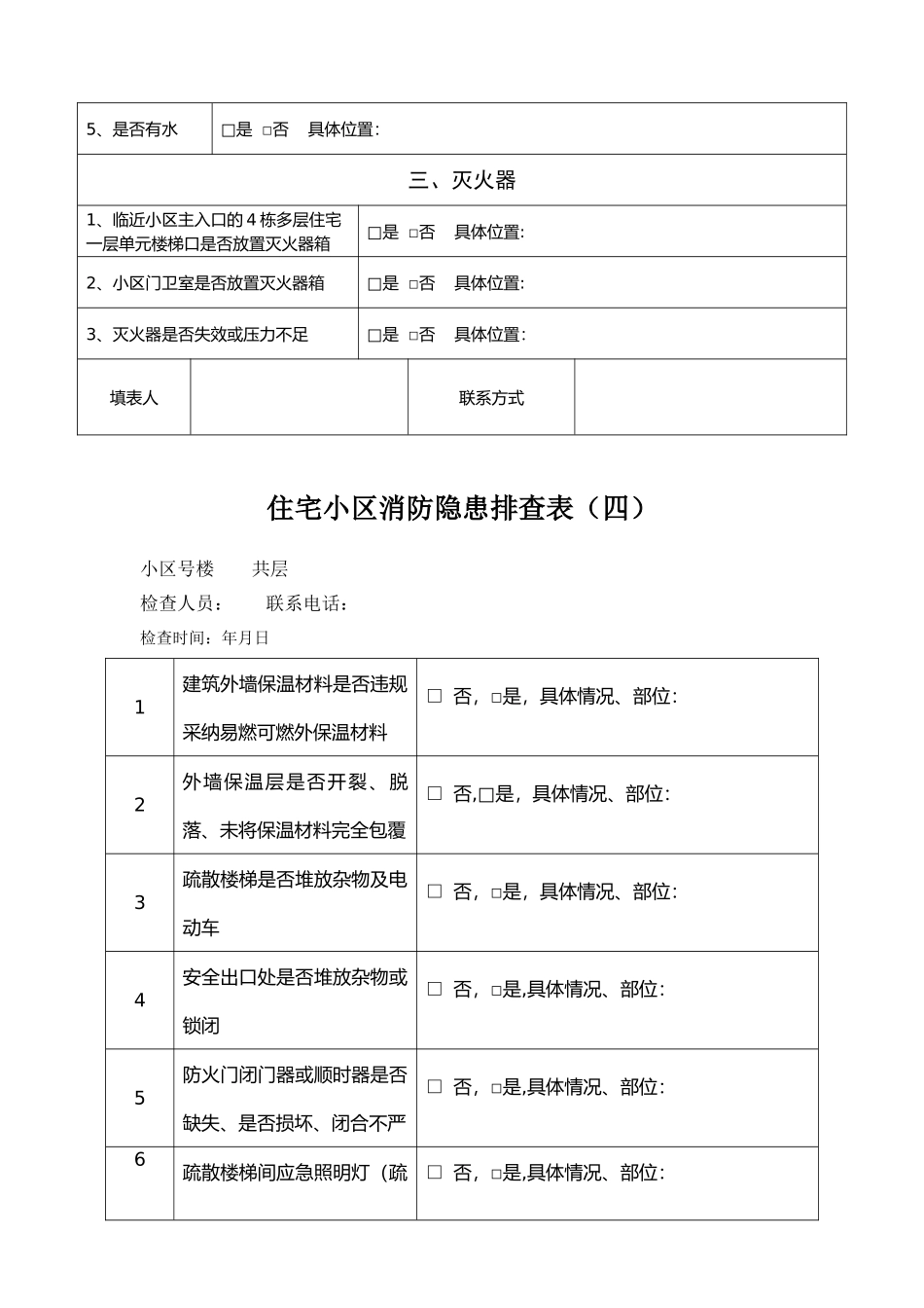 住宅小区消防隐患排查表_第3页