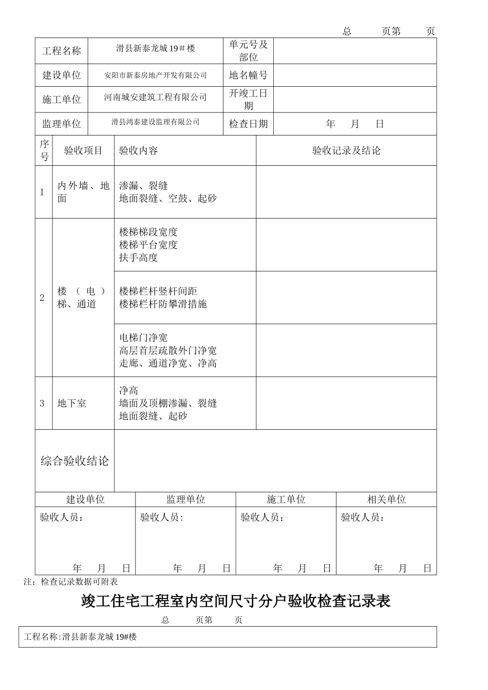住宅工程质量分户验收情况汇总表_第2页