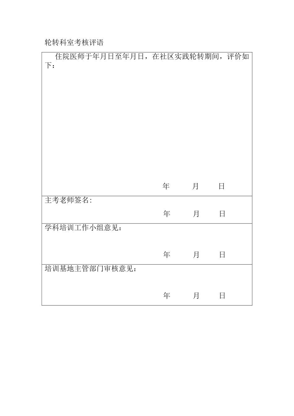 住院医师规范化培训轮转出科考核评分表_第2页