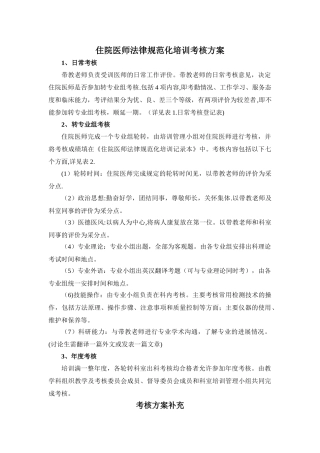 住院医师规范化培训考核方案