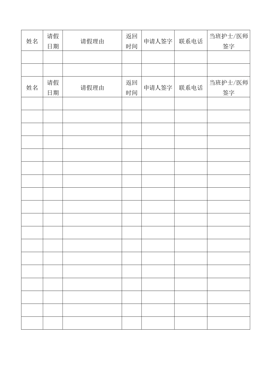 住院病人外出请假登记表_第2页