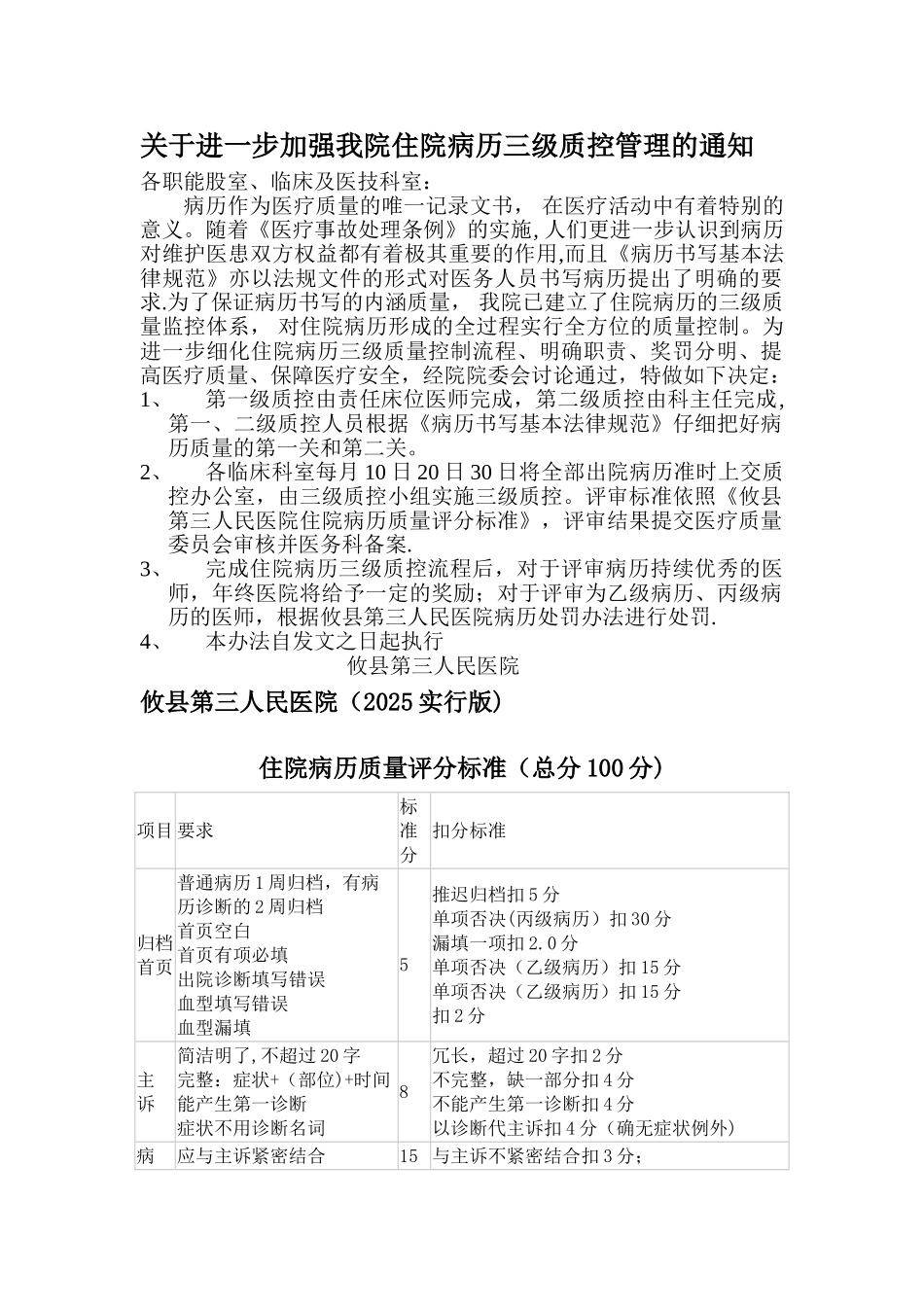 住院病历质量评定标准_第1页