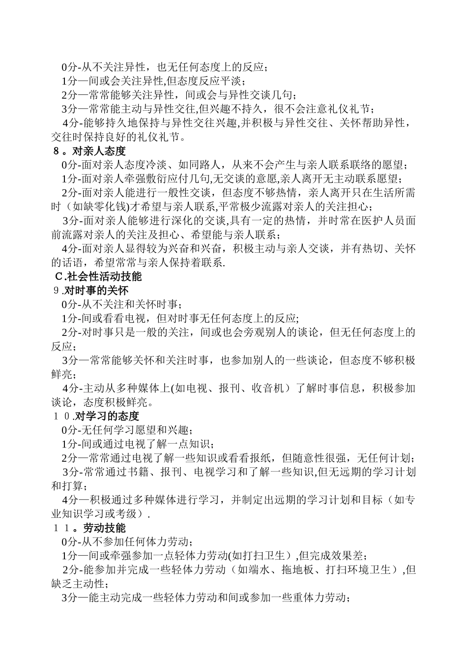 住院精神病人社会功能评定量表+评分记录表_第3页