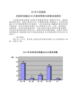 住院超过30天患者管理与持续改进报告