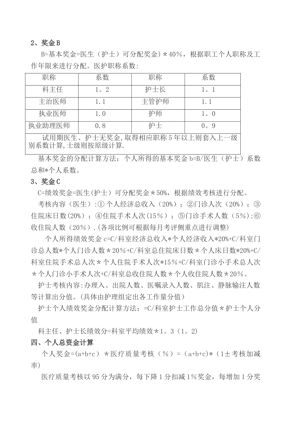住院部奖金二次分配方案_第2页