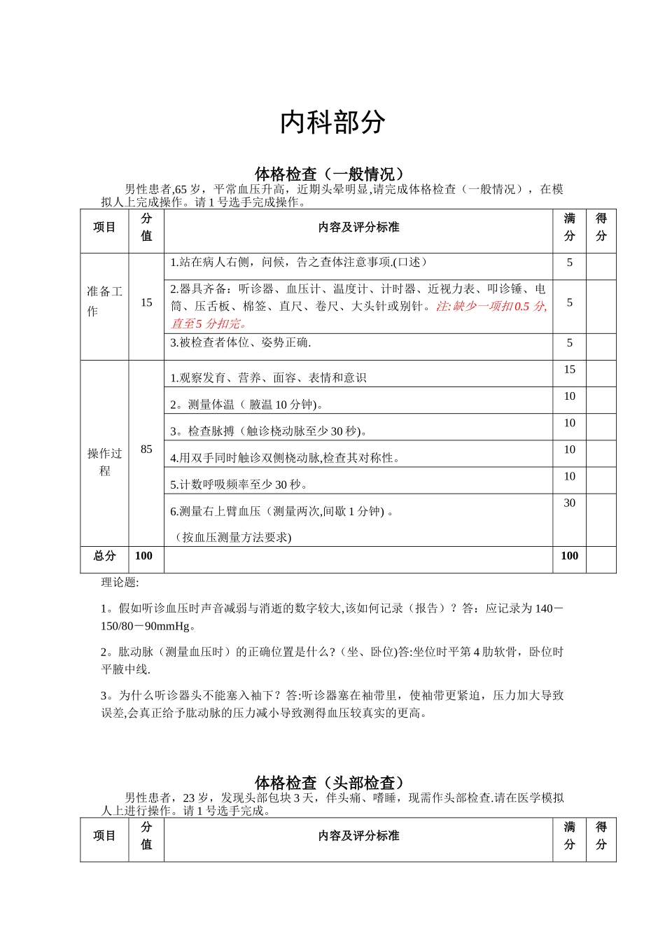 体格检查、临床技能操作标准手册_第1页