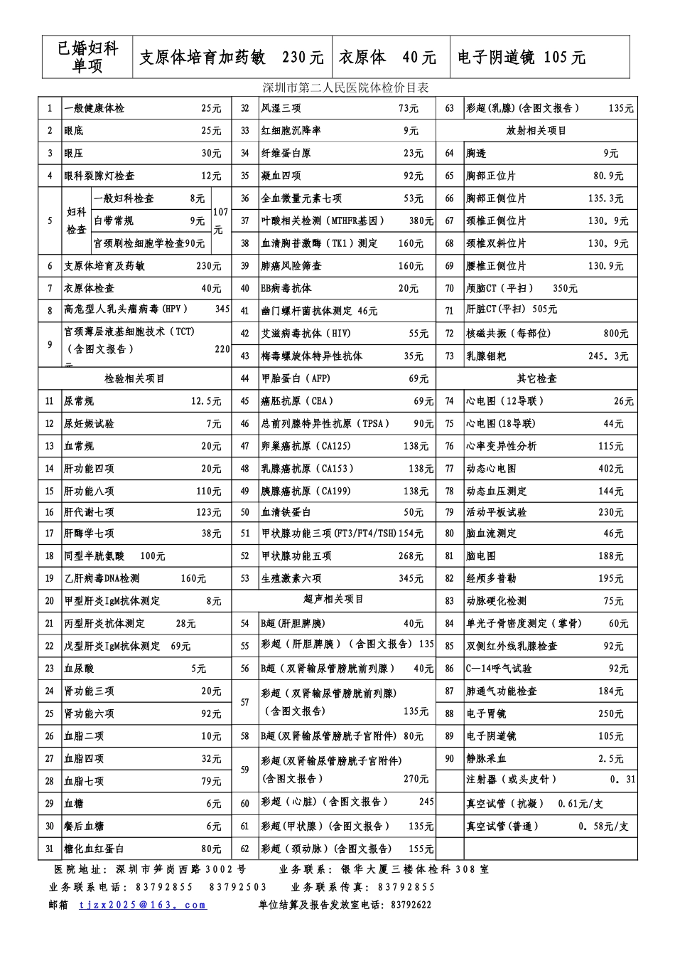 体检科套餐价格表_第3页