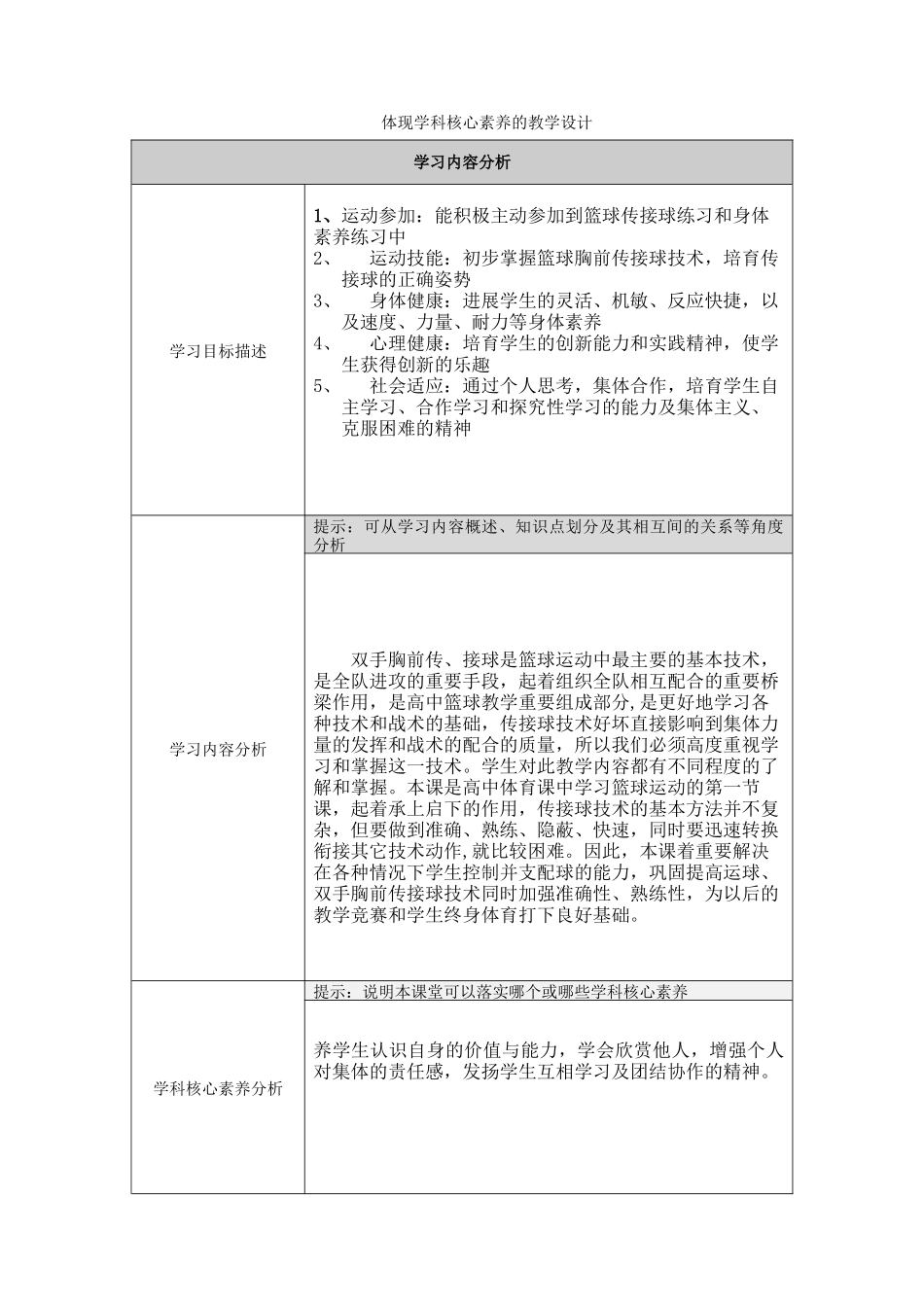 体现学科核心素养的教学设计-体育_第1页