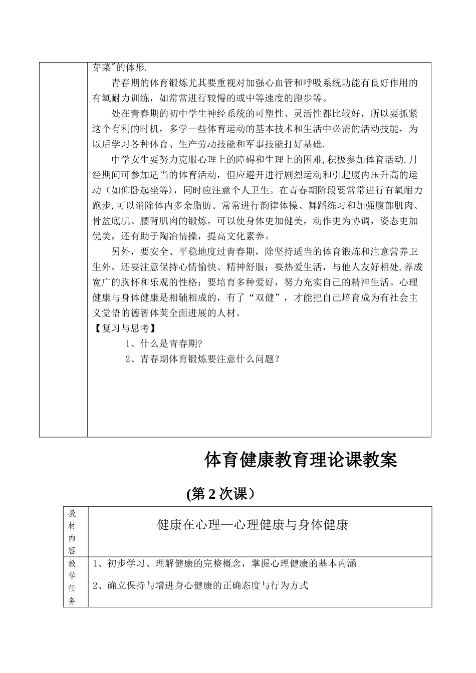 体育健康教育理论课教案_第2页