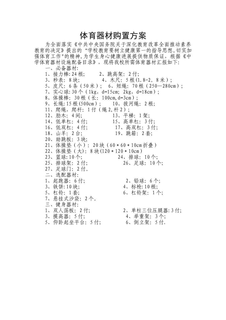 体育器材购置方案_第1页