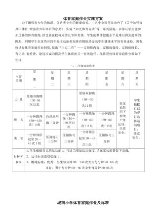体育家庭作业方案