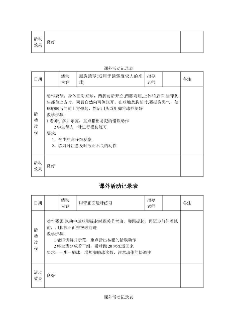 体育社团活动记录表_第2页