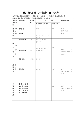 体育课练习密度登记表