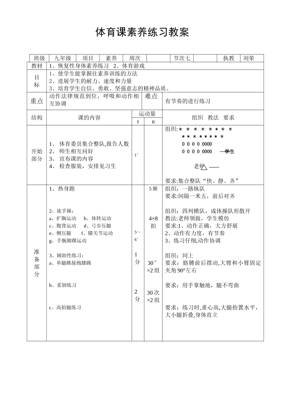 体育课身体素质练习教案_第1页