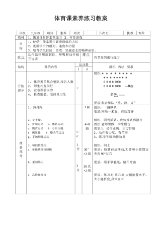 体育课身体素质练习教案