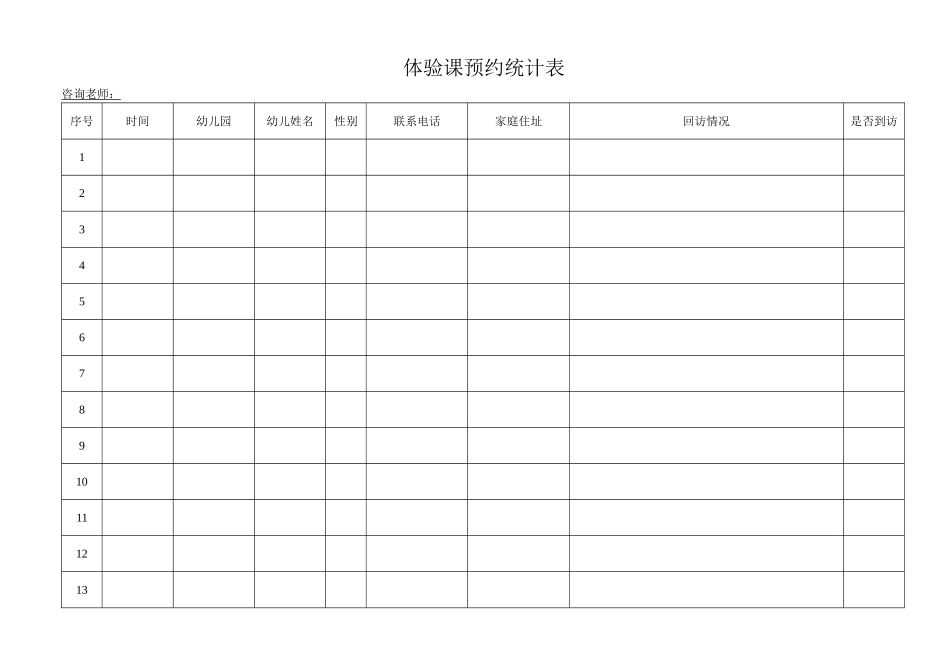体验课预约登记表_第1页
