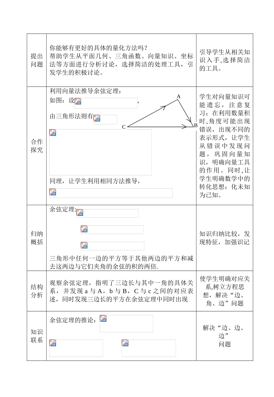 余弦定理教案设计_第3页