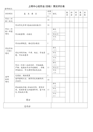 作业检查评价表