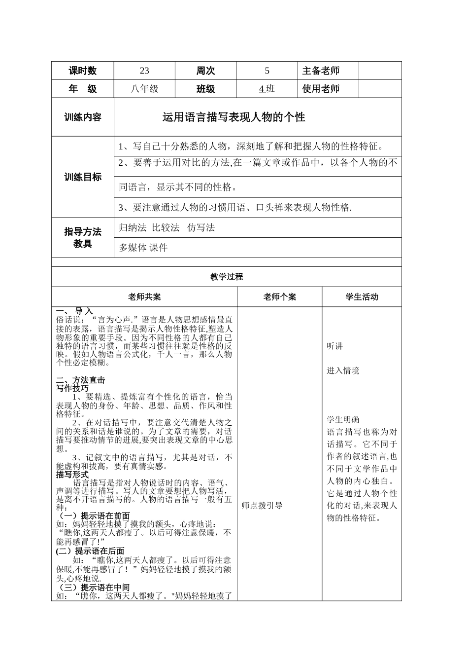 作文-运用语言描写表现人物的个性_第1页