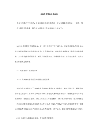 作风专项整治工作总结