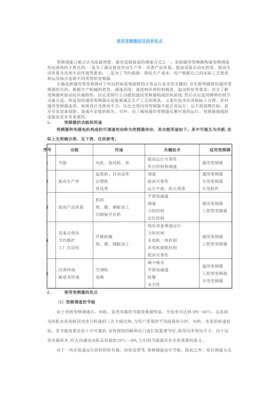 使用变频器的目的和优点_第1页