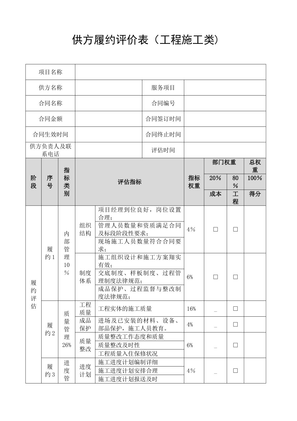 供应商供方履约评价表_第1页
