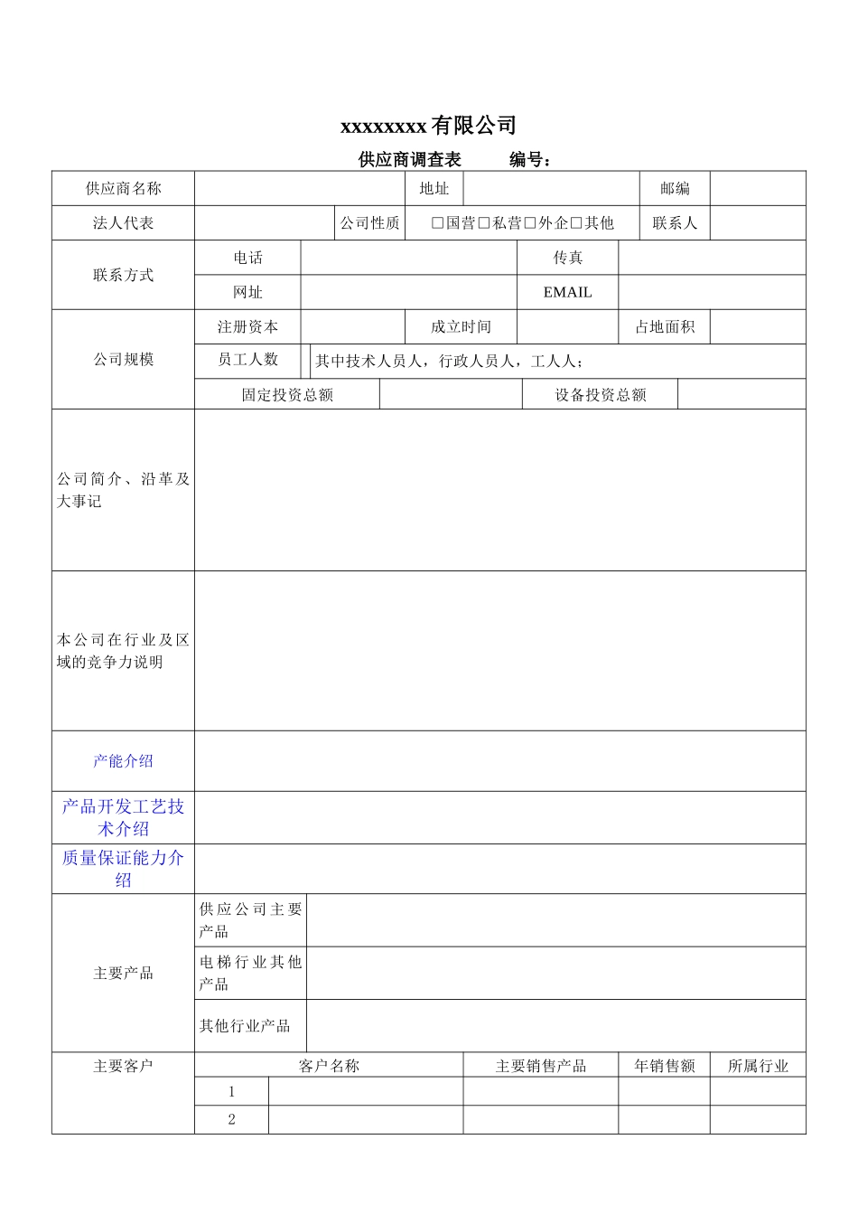 供应商信息调查表模板_第1页