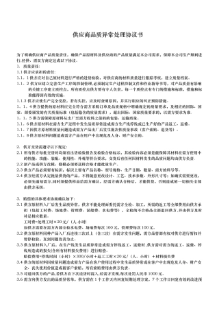 供应商品质异常处理协议书