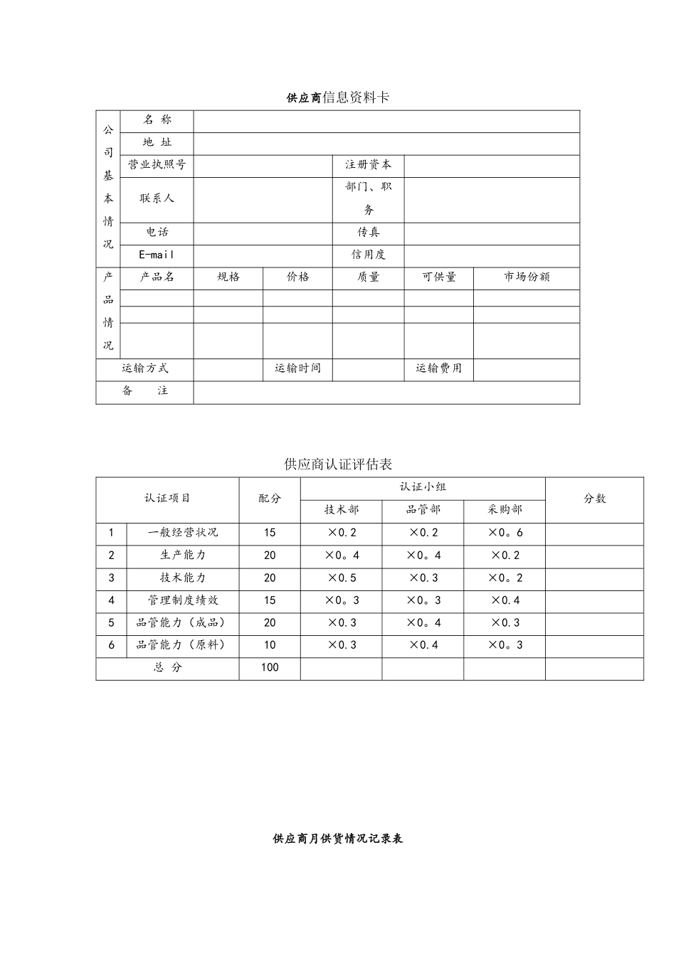 供应商的选择表格模板_第2页