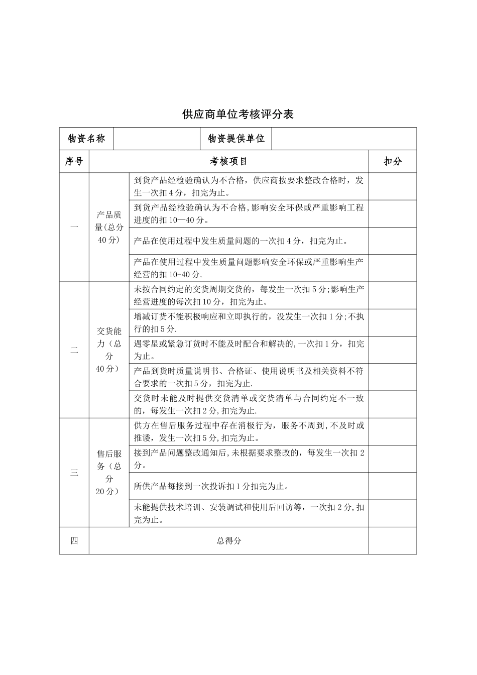 供应商考核评分表_第1页