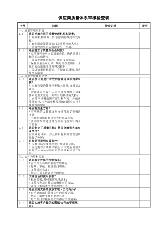 供应商质量体系审核检查表